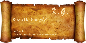 Kozsik Gergő névjegykártya